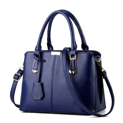 blue Solid Color Fashion Ladies Handbag Large Capacity