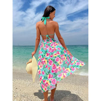 Three-Piece Halterneck Tie Bikini Set