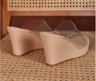 wedge see through shoes