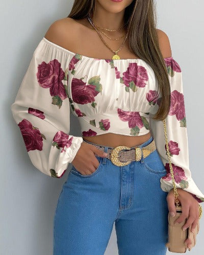 rose print crop top