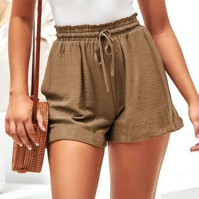 Linen A-Line Wide-Leg  Shorts