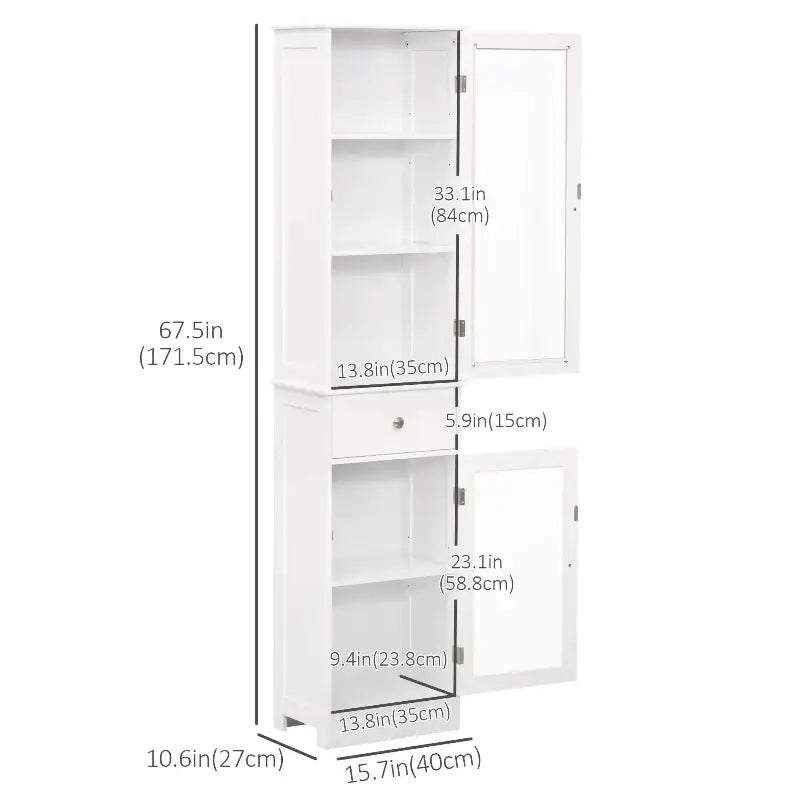Tall Bathroom Cabinet with 3 Open Sheleves - sleek-selections