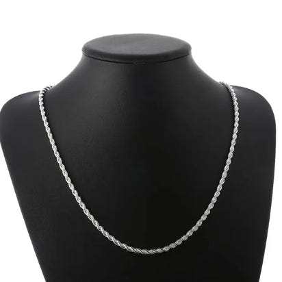 Sterling Silver Rope Chain Necklace showcasing a stylish silver sterling silver rope chain