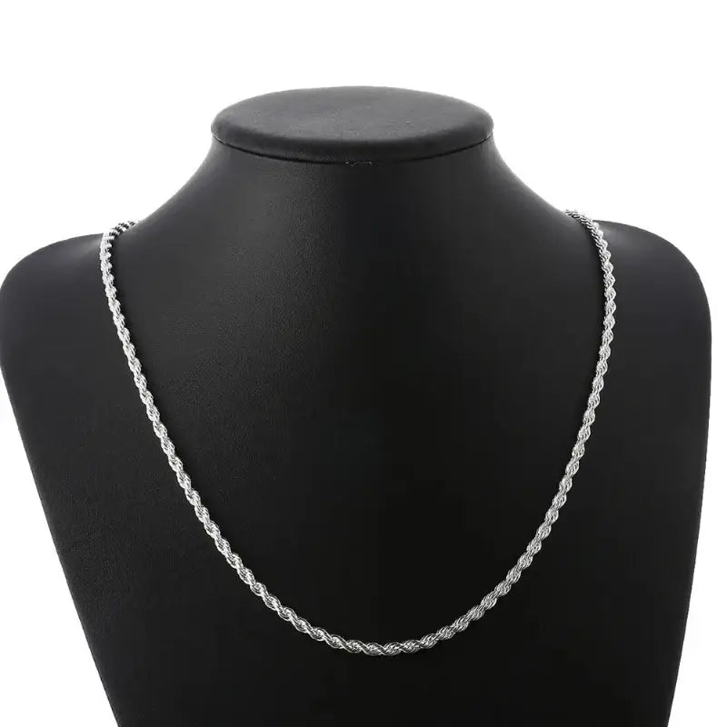 Sterling Silver Rope Chain Necklace showcasing a stylish silver sterling silver rope chain