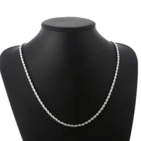 Sterling Silver Rope Chain Necklace showcasing a stylish silver sterling silver rope chain