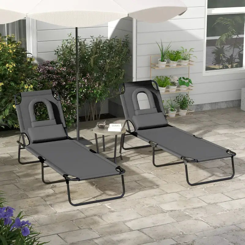 2PCS Adjustable Outdoor Lounge Chair - sleek-selections