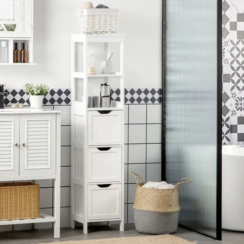 Narrow Bathroom Cabinet with Drawers - sleek-selections
