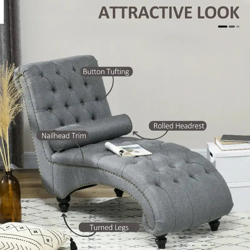 Button Tufted Chaise Lounge Chair - sleek-selections