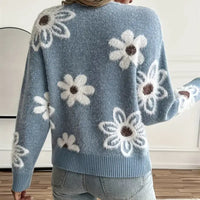 Fluffy Flower Knitted Cardigan