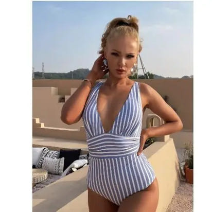 Striped One Piece Swimsuit