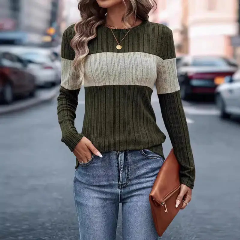 Contrasting Long-Sleeved Top