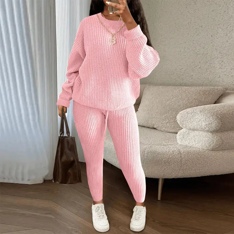 Casual Knitted Suit Trouser Set