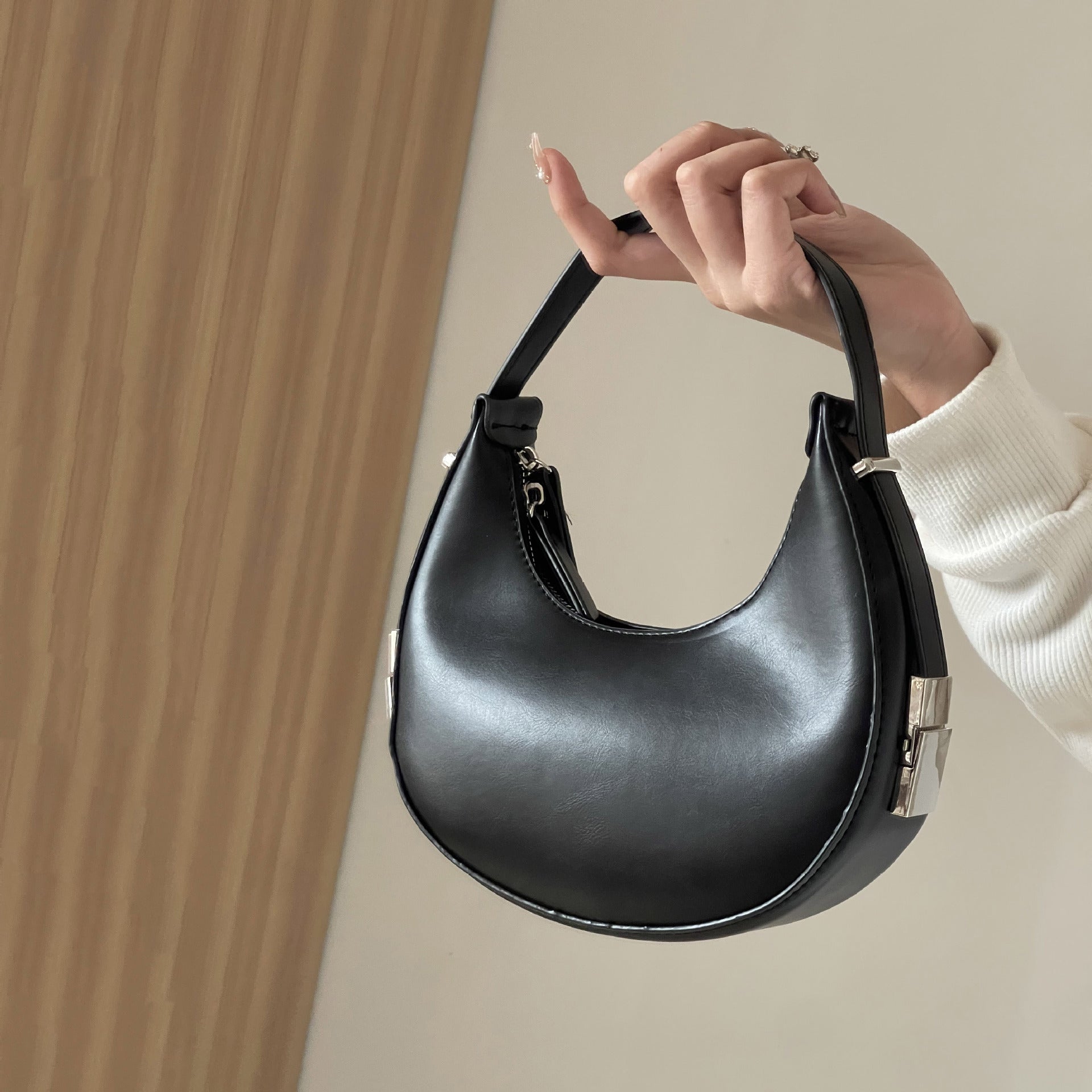 Crescent Shaped Shoulder Handbag