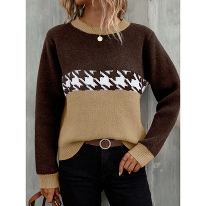 Contrast Pullover  Knitted Sweater