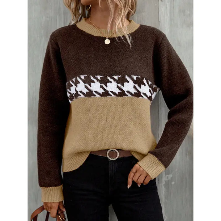 Contrast Pullover  Knitted Sweater