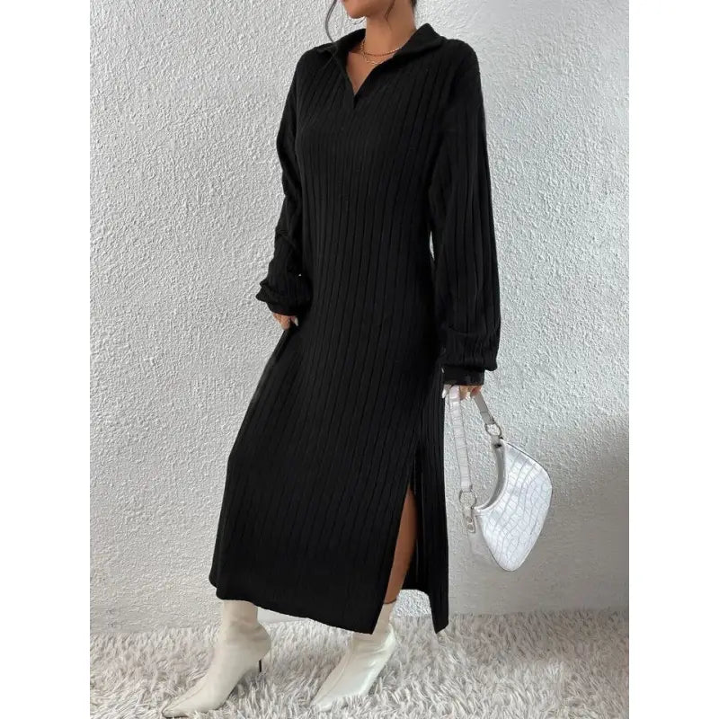 Solid Color Dropped Shoulder Dress