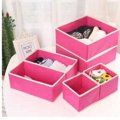 Six-Piece Of Lidless Folding Storage Box Set