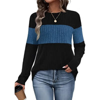 Contrast Patchwork Long Sleeve  Top