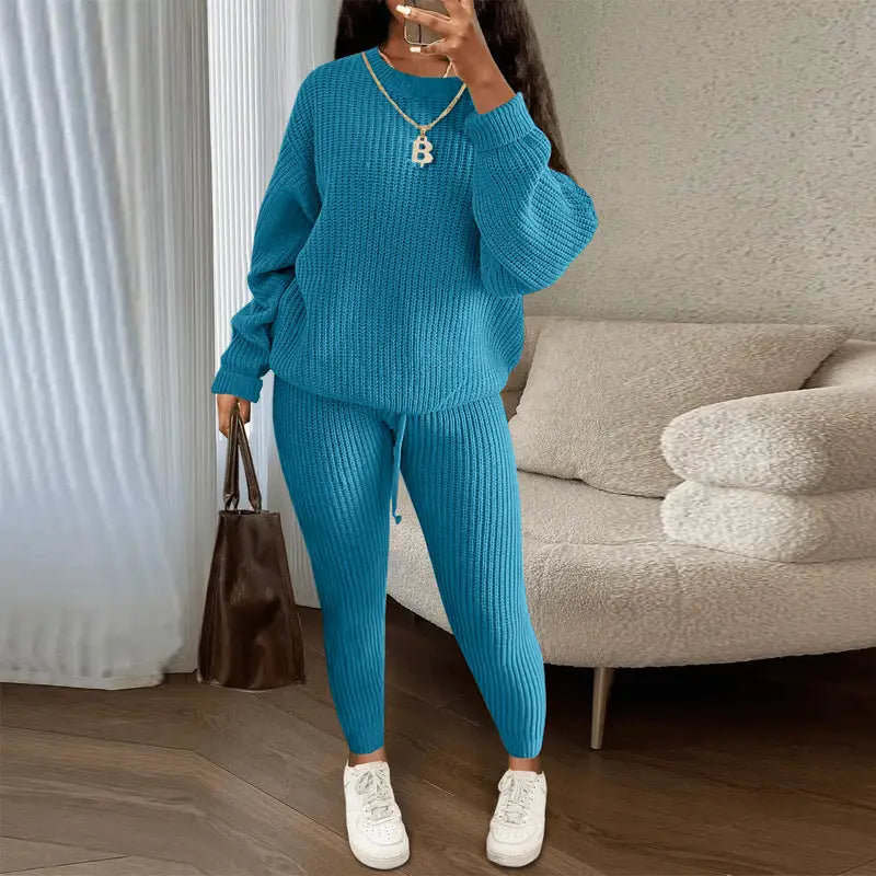 Casual Knitted Suit Trouser Set