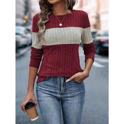 Contrasting Long-Sleeved Top