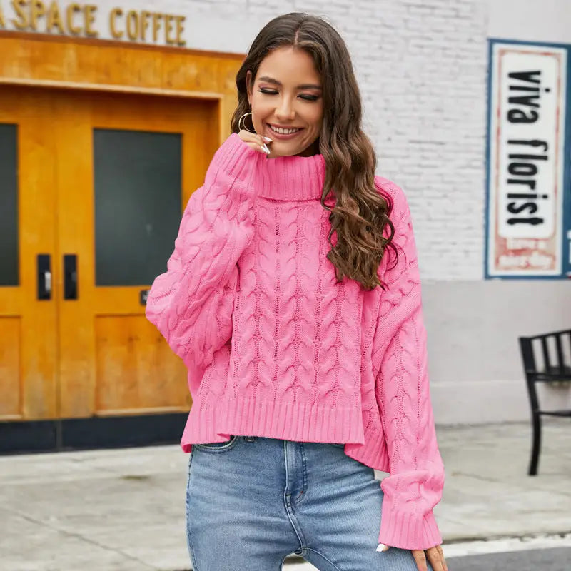 Twist Turtleneck Knit Sweater