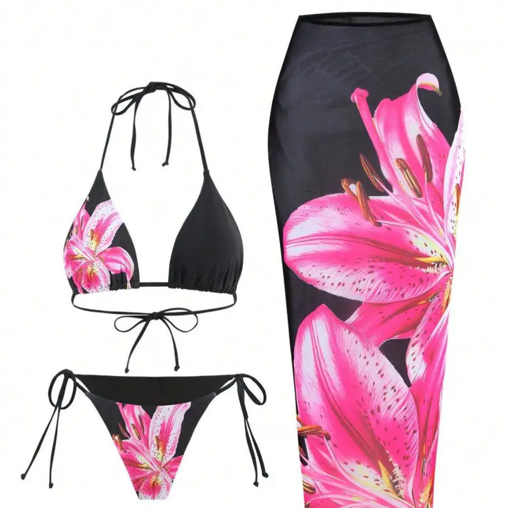 Maxi Skirt Bikini Three-Piece Set