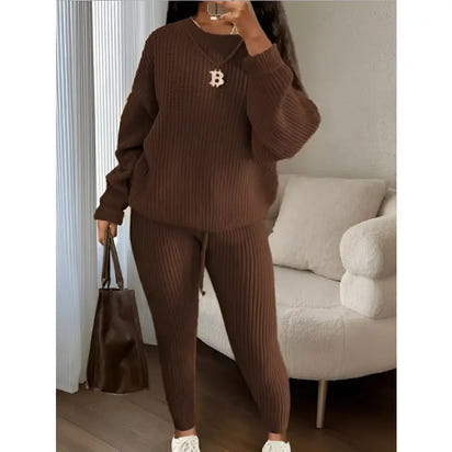Casual Knitted Suit Trouser Set