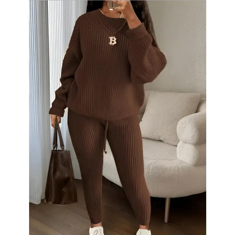 Casual Knitted Suit Trouser Set