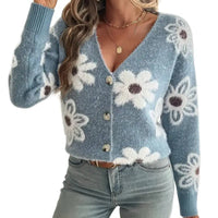 Fluffy Flower Knitted Cardigan