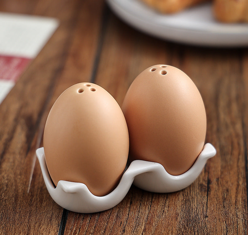 Creative Egg Shape Ceramic  Salt And pepper Shaker