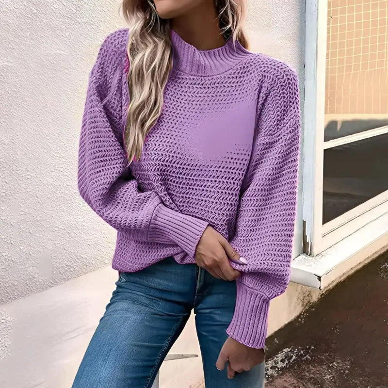 purple  Knitted Loose Sweater