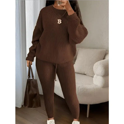 Casual Knitted Suit Trouser Set