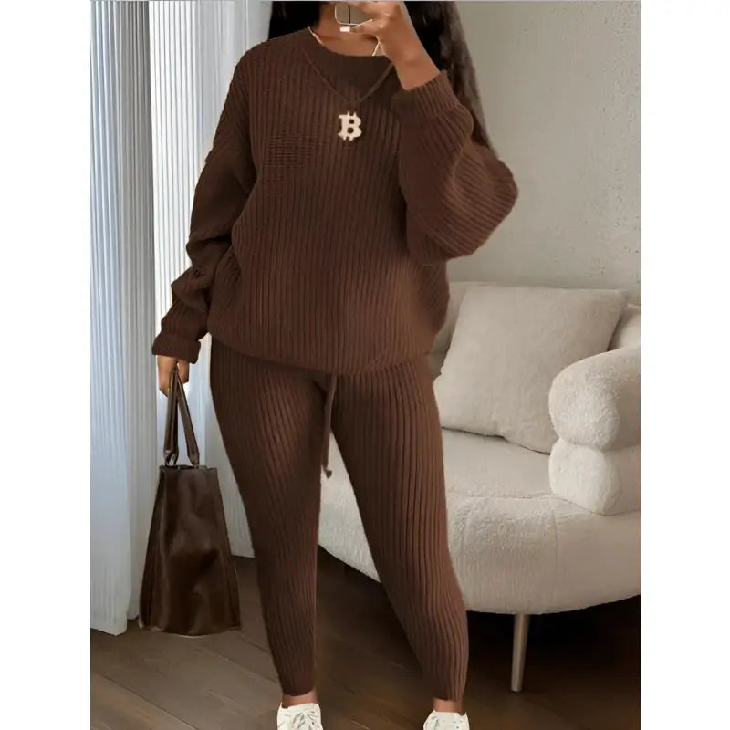 Casual Knitted Suit Trouser Set