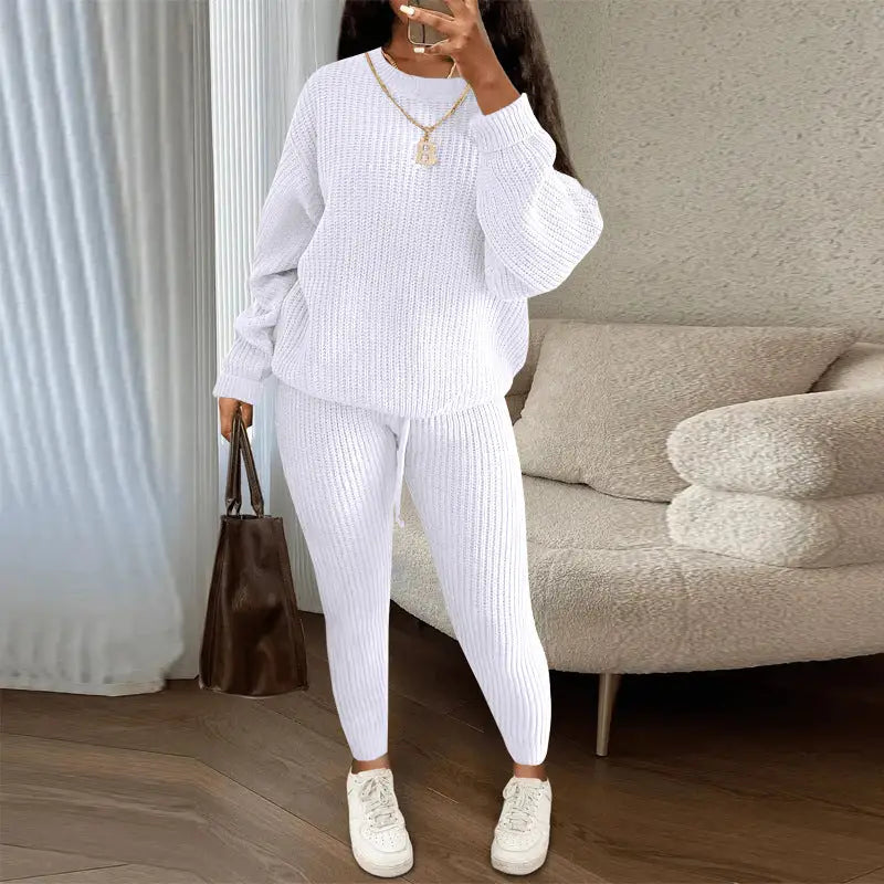 Casual Knitted Suit Trouser Set