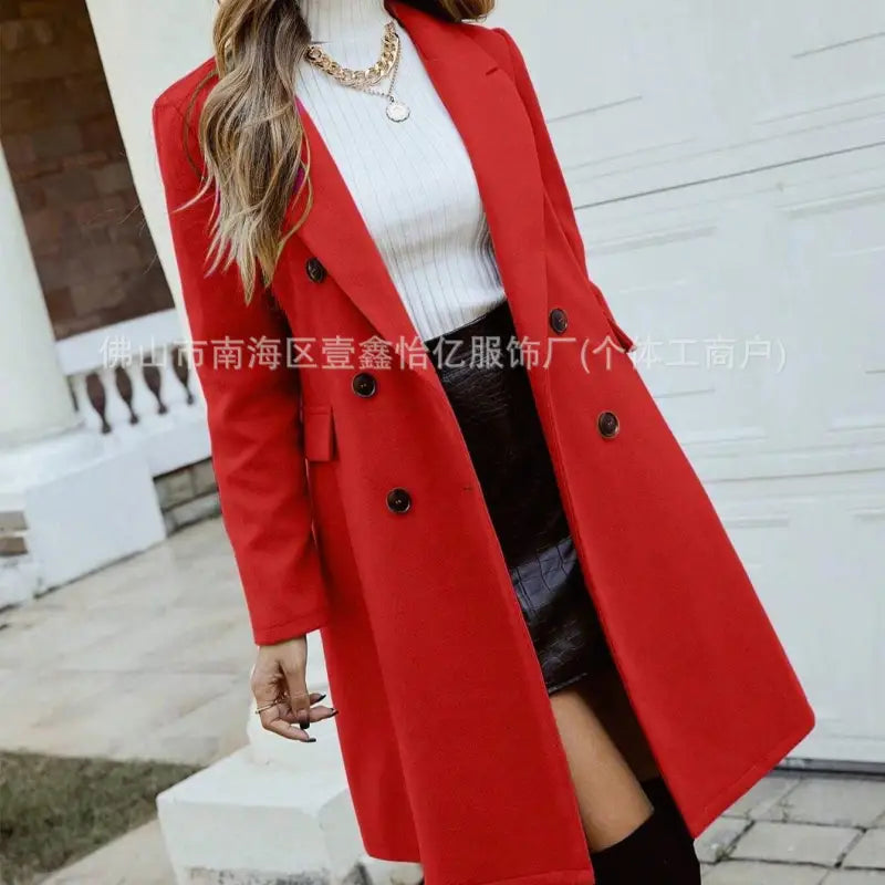  Elegant Double-Breasted Tweed Coat