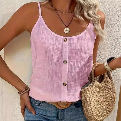 pink Women's Casual Solid Color Tank Top