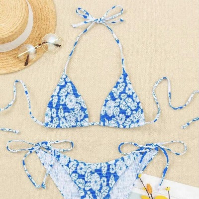 blue flower bikini