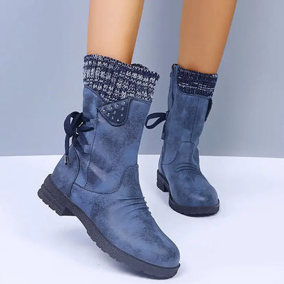 Thick-Heeled Mid-Leg Woolen Boots