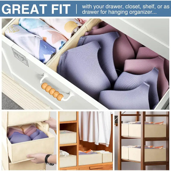 Fabric 6-24 Piece Underwear Storage Organizer Box