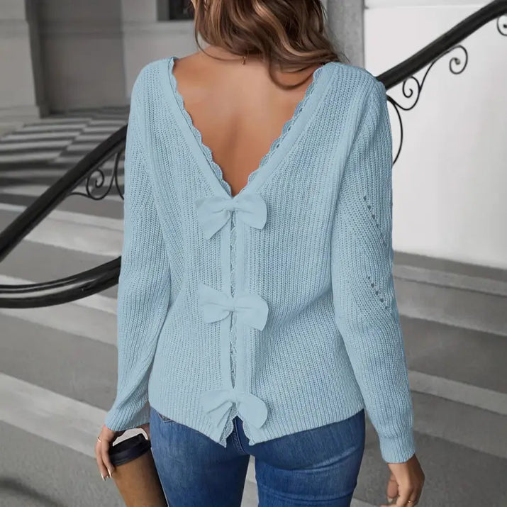 Hollow Out Bow knot Sweater