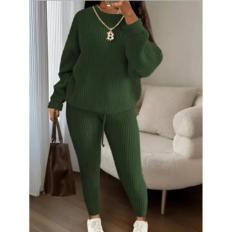 Casual Knitted Suit Trouser Set
