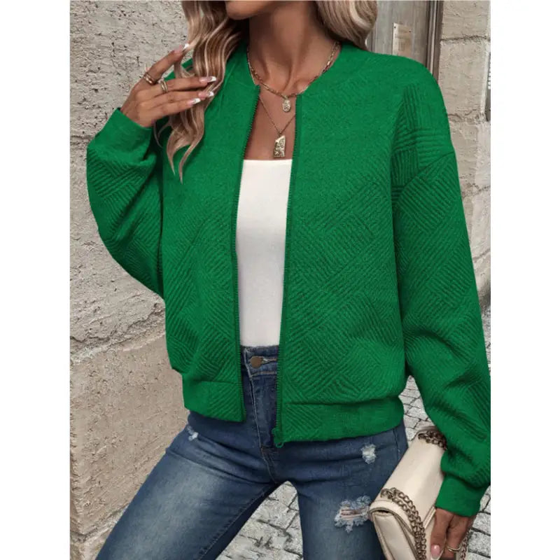 Solid Color Zipper Jacket