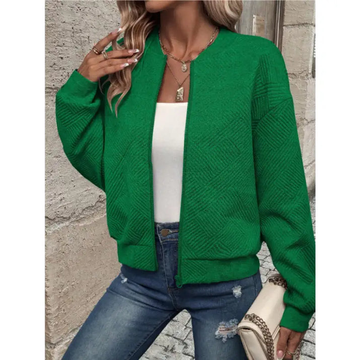 Solid Color Zipper Jacket