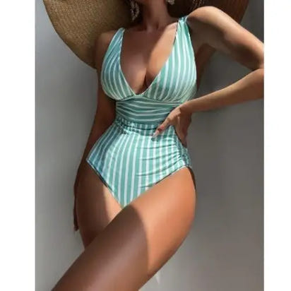 Striped One Piece Swimsuit