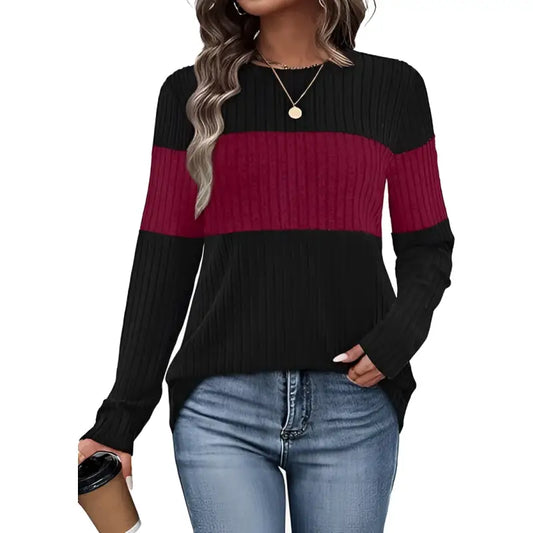 Contrast Patchwork Long Sleeve  Top