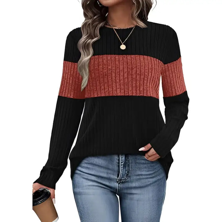 Contrast Patchwork Long Sleeve  Top
