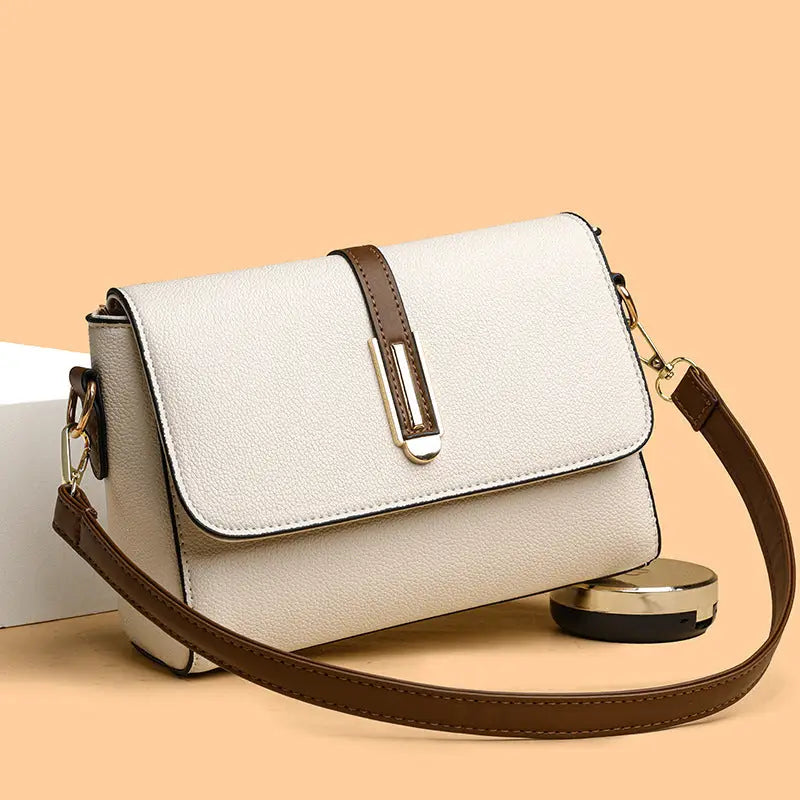 Soft leather fashion small bag women's 2024 new simple texture small square bag net red foreign style shoulder crossbody bag