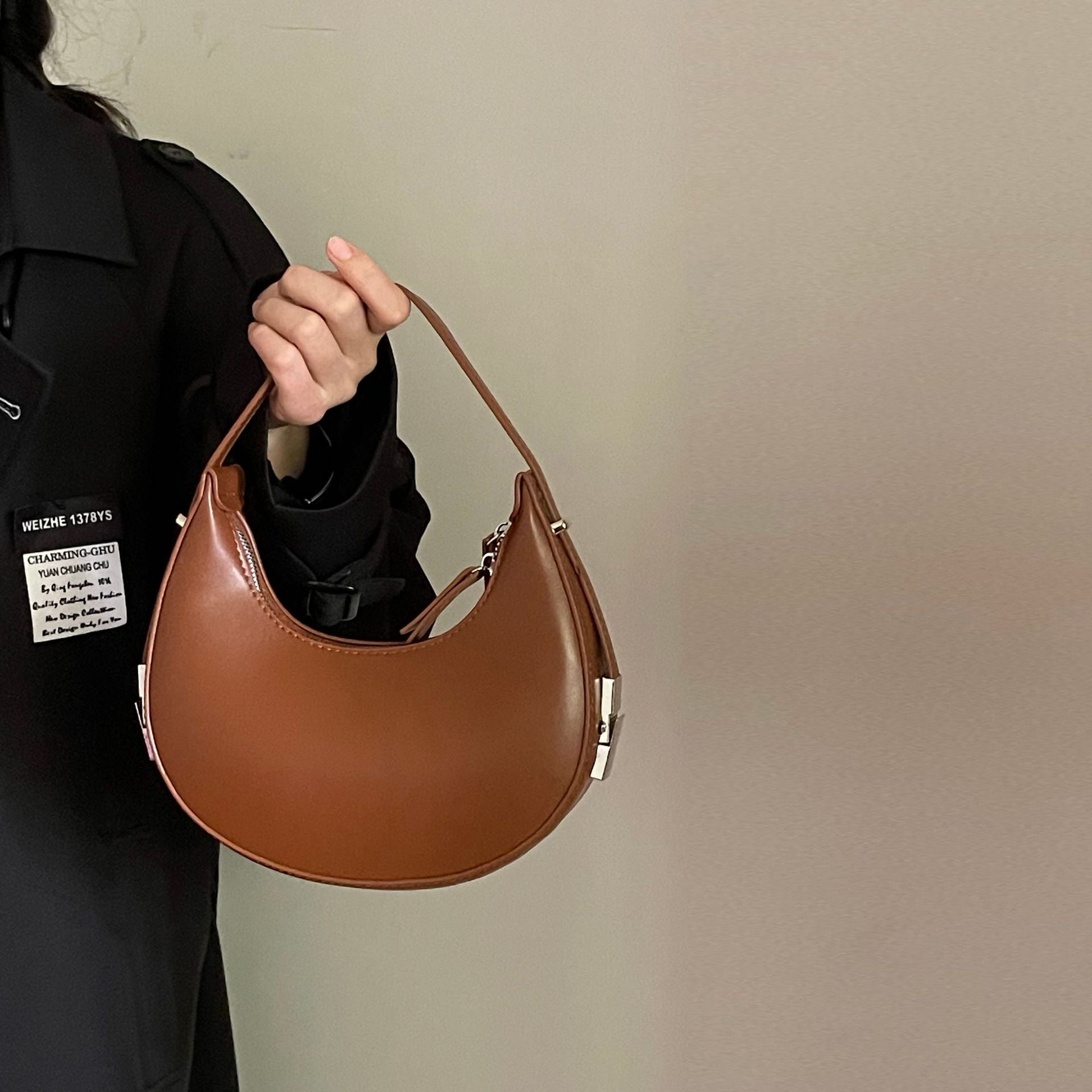 Crescent Shaped Shoulder Handbag