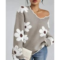 Flower Knit Jacquard Casual Sweater