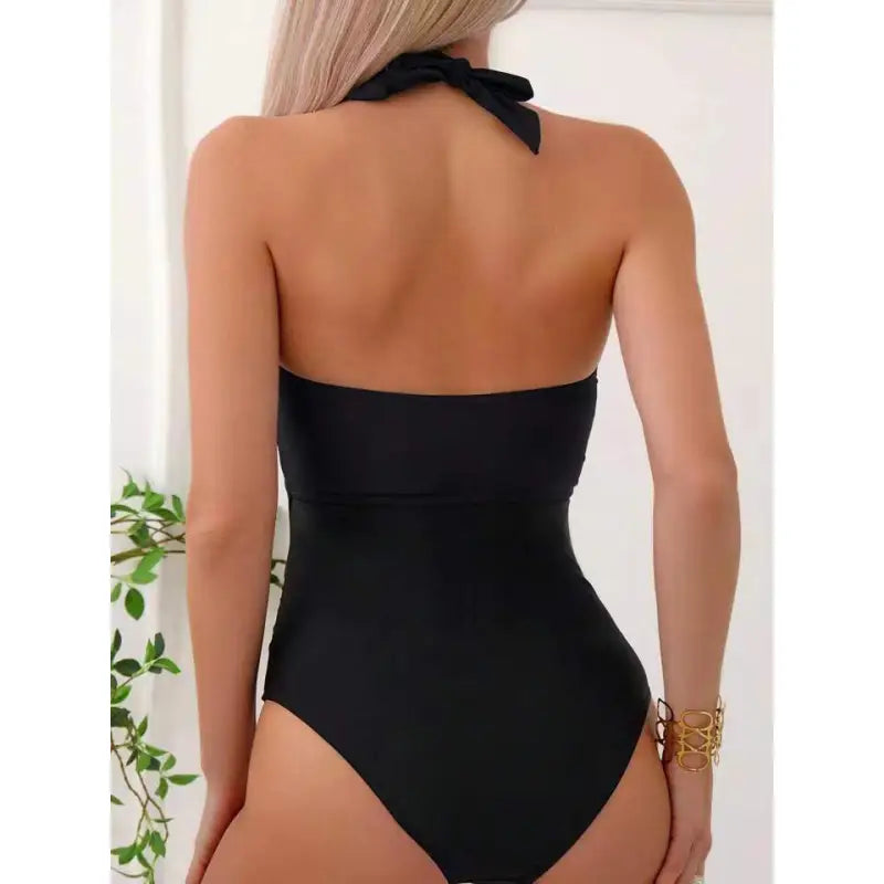 Color-Block Cut-Out One-Piece Swimsuit